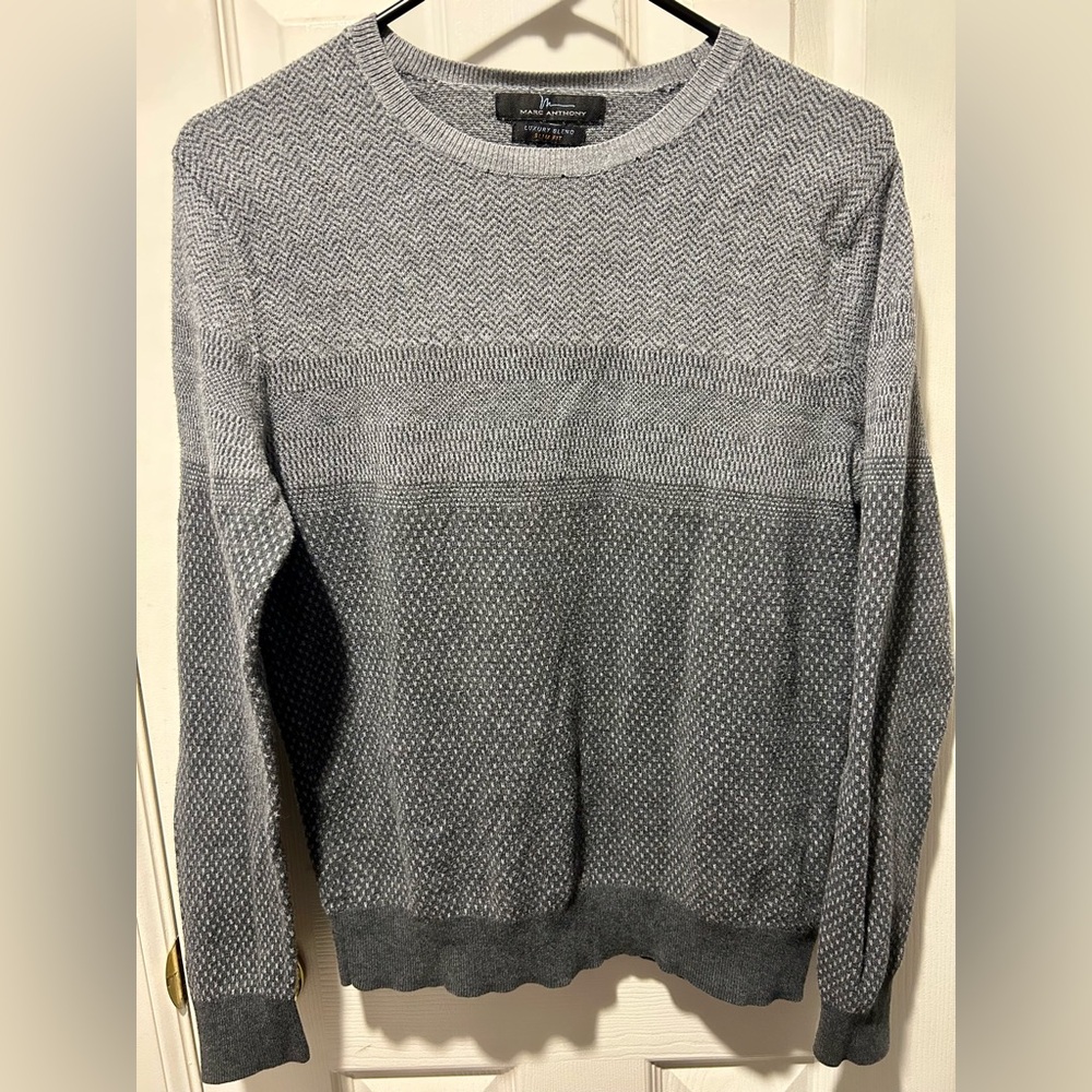 Marc Anthony Gray Patterned Crewneck Sweater